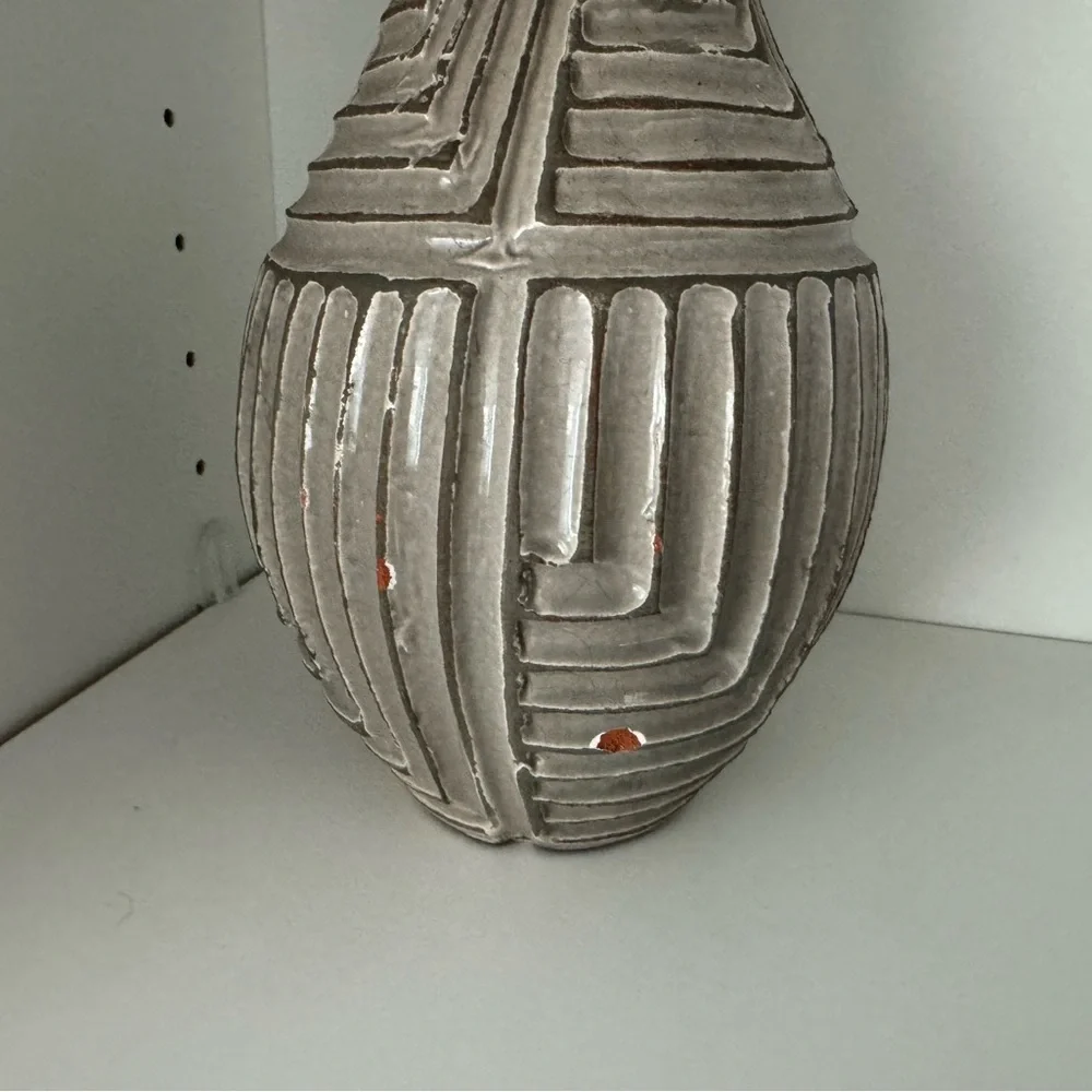 Vintage West Elm Ribbed Ceramic Stoneware Vase